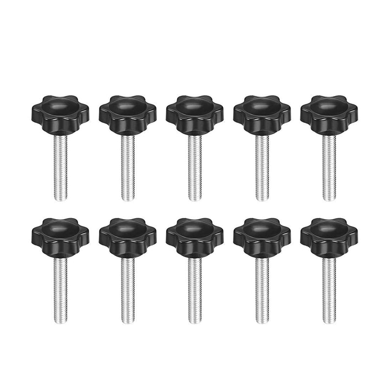 uxcell Clamping Screw Knob, Plum Hex Shaped Grips Star Knob M6 x 40mm Male Thread, 10 Pcs M6*40
