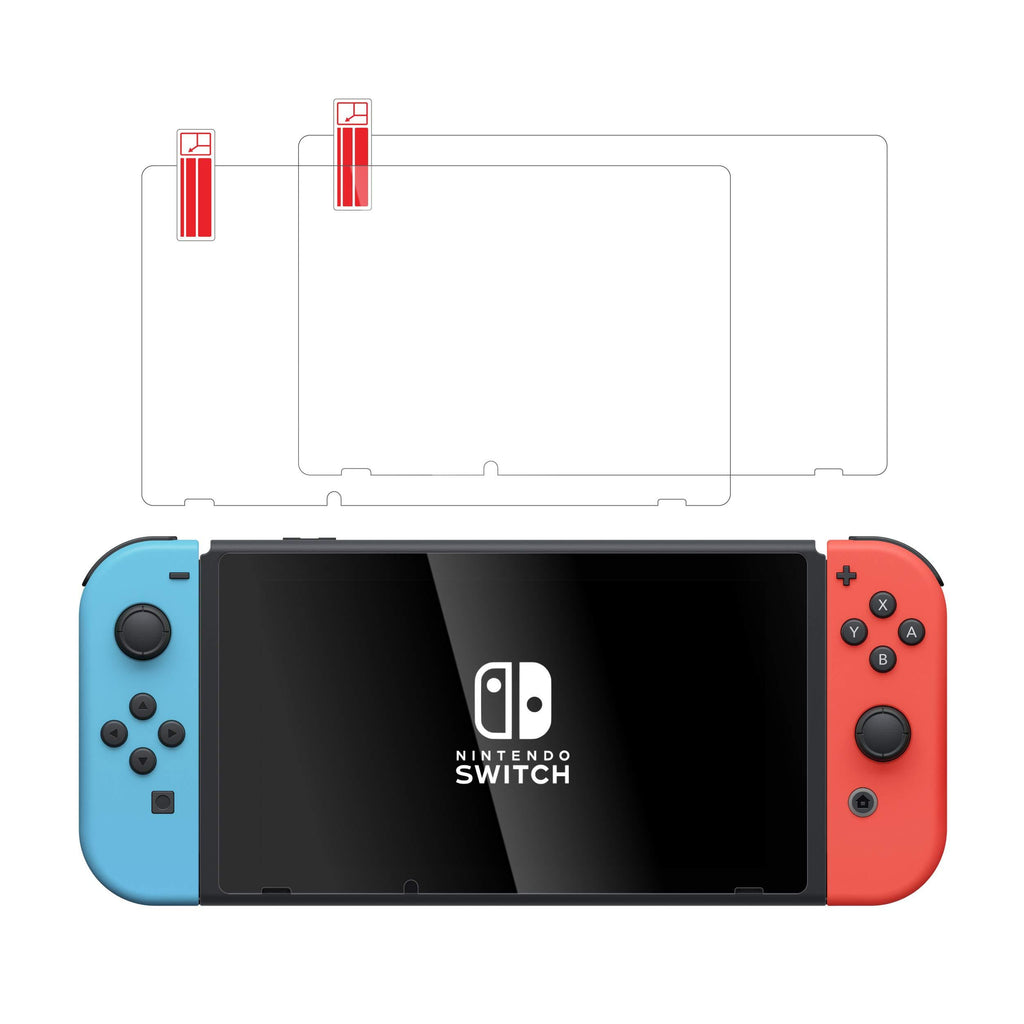 TalkWorks Tempered Glass for Nintendo Switch Screen Protector (2 Pack) Scratch, Crack Resistant, Easy-Install, Protective Ultra-Thin HD Touch Screen Cover Film Back