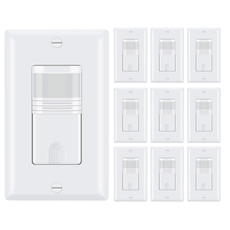 ECOELER Motion Sensor Light Switch, Single Pole in-Wall PIR Infrared Motion Activated Wall Switch, Neutral Wire Required, Vacancy & Occupancy Mode Available, Title 24, UL Certified, White 4Pack 4