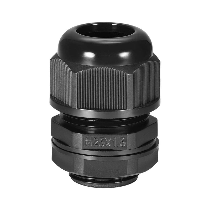 uxcell M25 Cable Gland 2 Holes Waterproof IP68 Nylon Joint Adjustable Locknut for 6.4-8.7mm Dia Wire Black