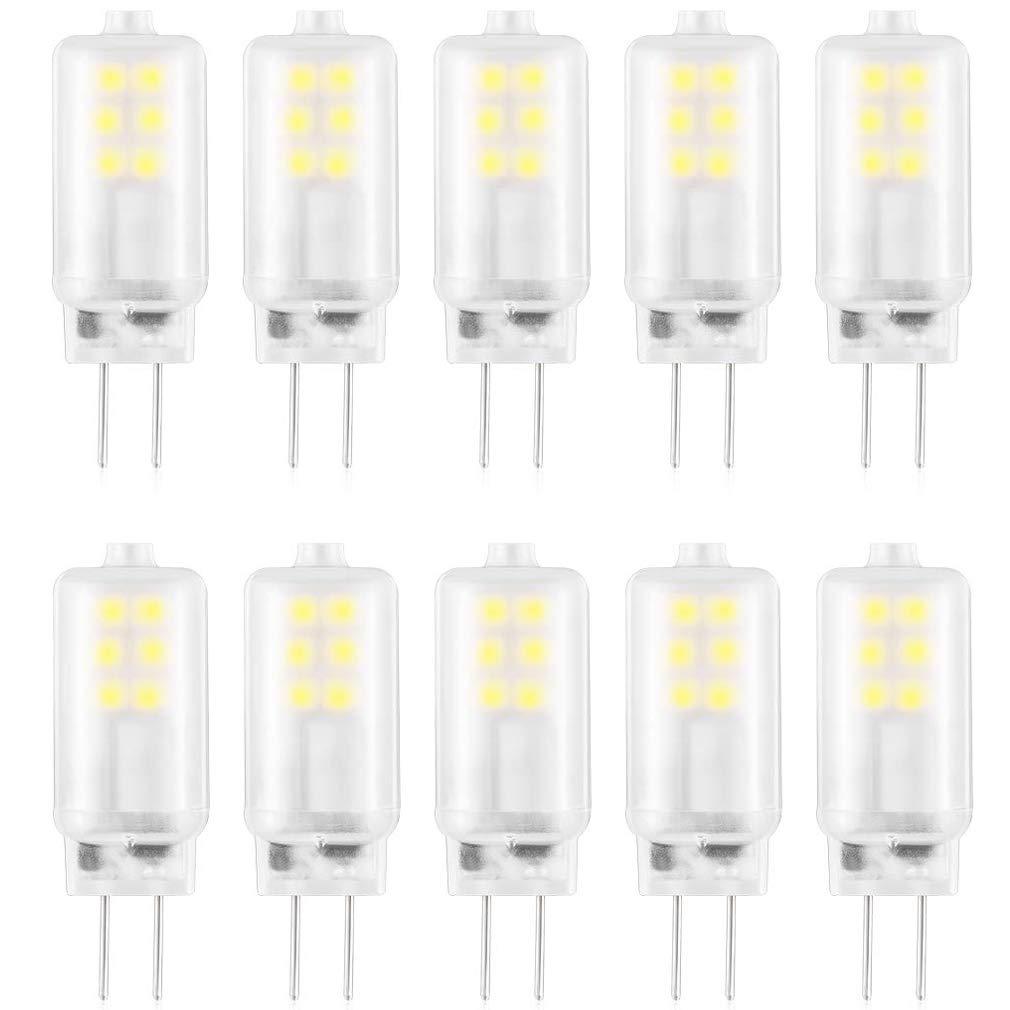 Lxcom Lighting G4 LED Bulb AC/DC 12V G4 Landscape LED Bulb (10 Pack) 10W Bulb Equivalent 6000K Daylight White JC T3 G4 LED Light Bulb 360° Beam Angle G4 Bi-Pin Base for Accent Lights Track Lighting