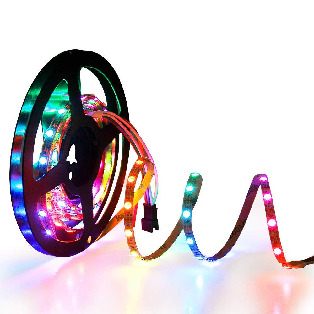 [AUSTRALIA] - ALITOVE 5mm WS2812B Individually Addressable RGB LED Strip Light 6.6ft 120 LEDs 0.19in Super Narrow Programmable Dream Color Digital LED Pixel Tape Light 5V for Home Theater Bedroom Bar Decor Lighting White 