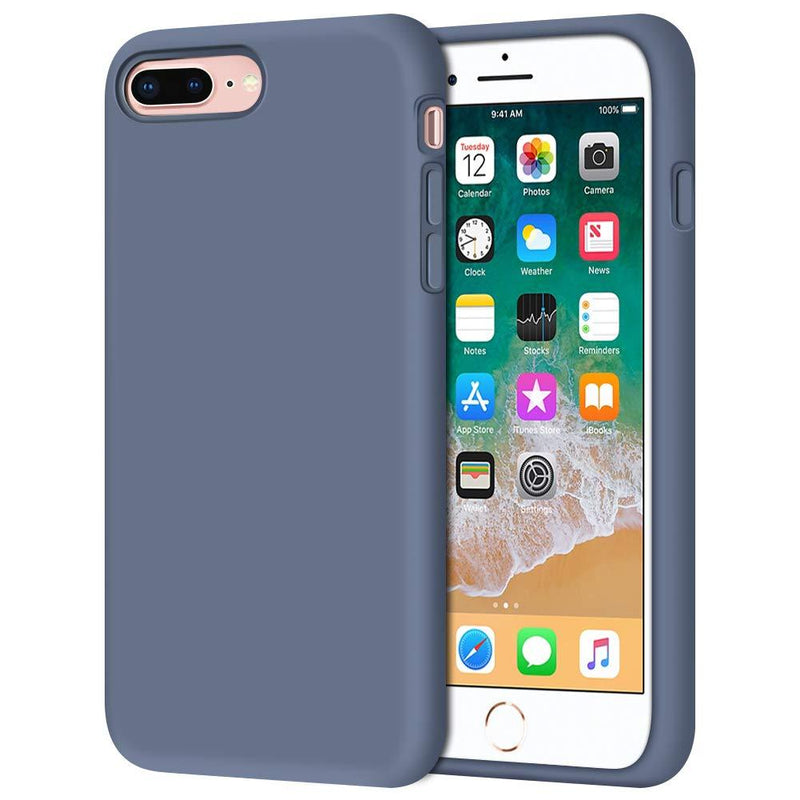 Anuck Case for iPhone 8 Plus Case, for iPhone 7 Plus Case 5.5 inch, Soft Silicone Gel Rubber Bumper Case Microfiber Lining Hard Shell Shockproof Full-Body Protective Case Cover - Blue Gray