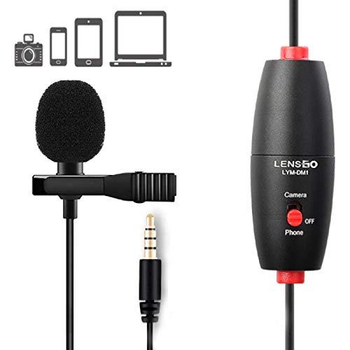 [AUSTRALIA] - Lavalier Microphone, LENSGO LWM-DM1 19.7ft Professional Hands Free Clip-On Omnidirectional Condenser Lapel Mic for iPhone Android Smartphone Camera Podcast YouTube TikTok Interview Video Recording 