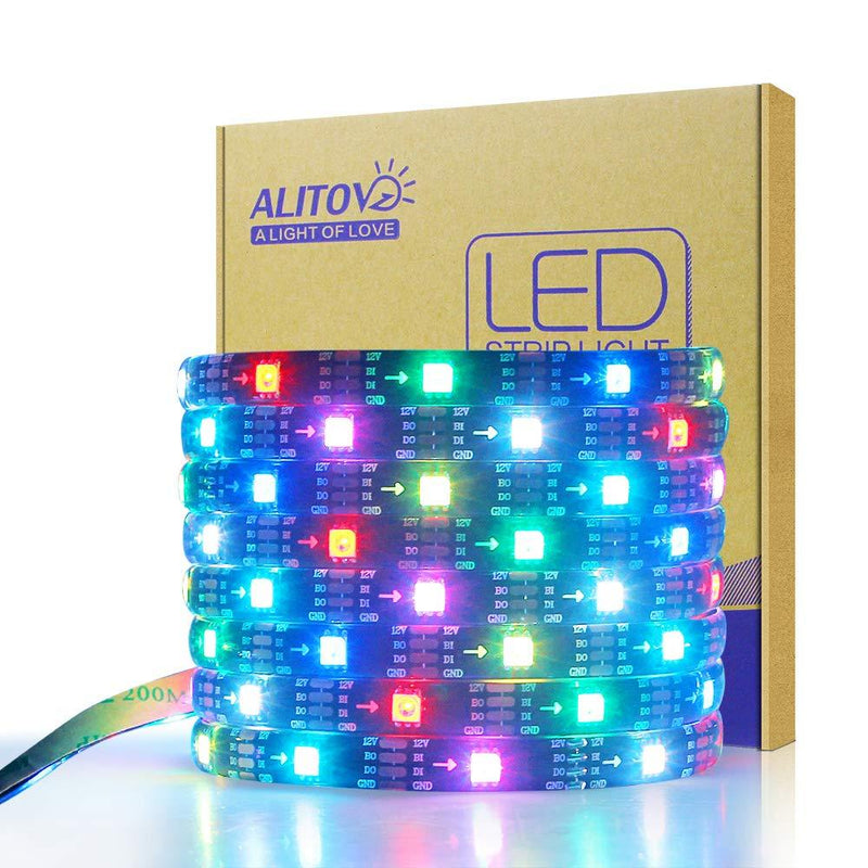 [AUSTRALIA] - ALITOVE WS2815 12V WS2812B Addressable RGB LED Strip Light 5m 150 LEDs WS2813 12V Programmable Dream Color LED Pixel Light Strip Signal Break-Point Continuous Transmission Waterproof IP65 Black PCB 