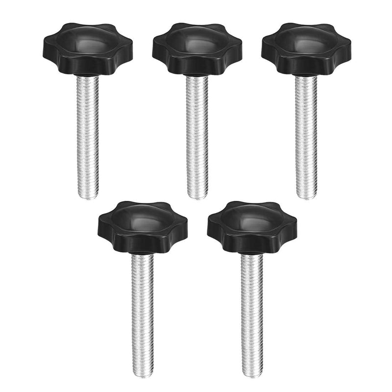 uxcell Clamping Screw Knob, 38mm Dia Plum Hex Shaped Grips Star Knob M8 x 60mm Male Thread, 5pcs M8*60