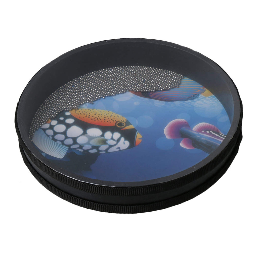 Yibuy Wave Bead Ocean Drum Percussion Toy with Fish Patton 10 inch