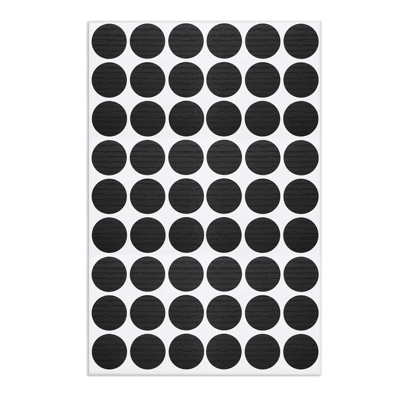 uxcell Screw Hole Covers Stickers Textured Plastic Self Adhesive Stickers for Wood Furniture Cabinet Shelve Plate 21mm Dia 54pcs in 1Sheet Black