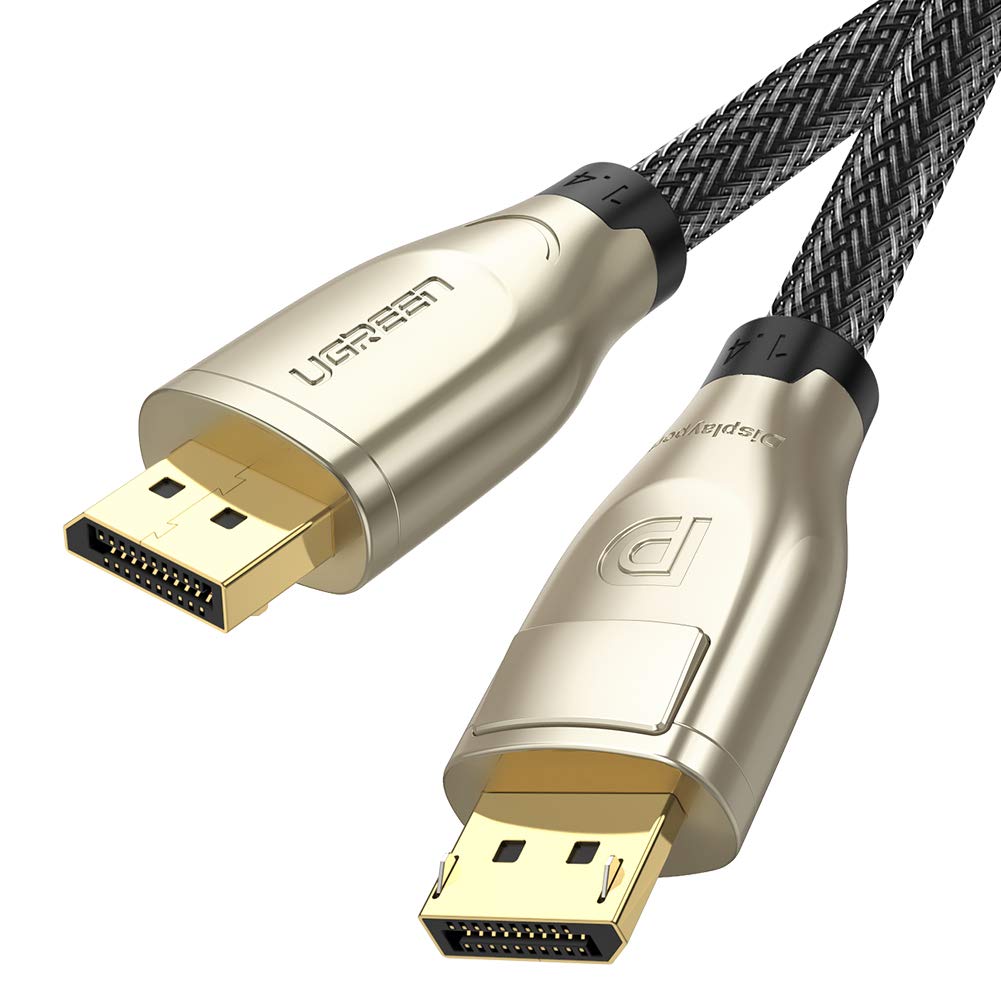UGREEN 8K DisplayPort Cable 6FT Ultra HD Gold-Plated DisplayPort 1.4 Male to Male Nylon Braided Cable SPCC Shell Support 7680x4320 Resolution 8K 60Hz 4K 144Hz 32.4Gbps HDP HDCP 6FT
