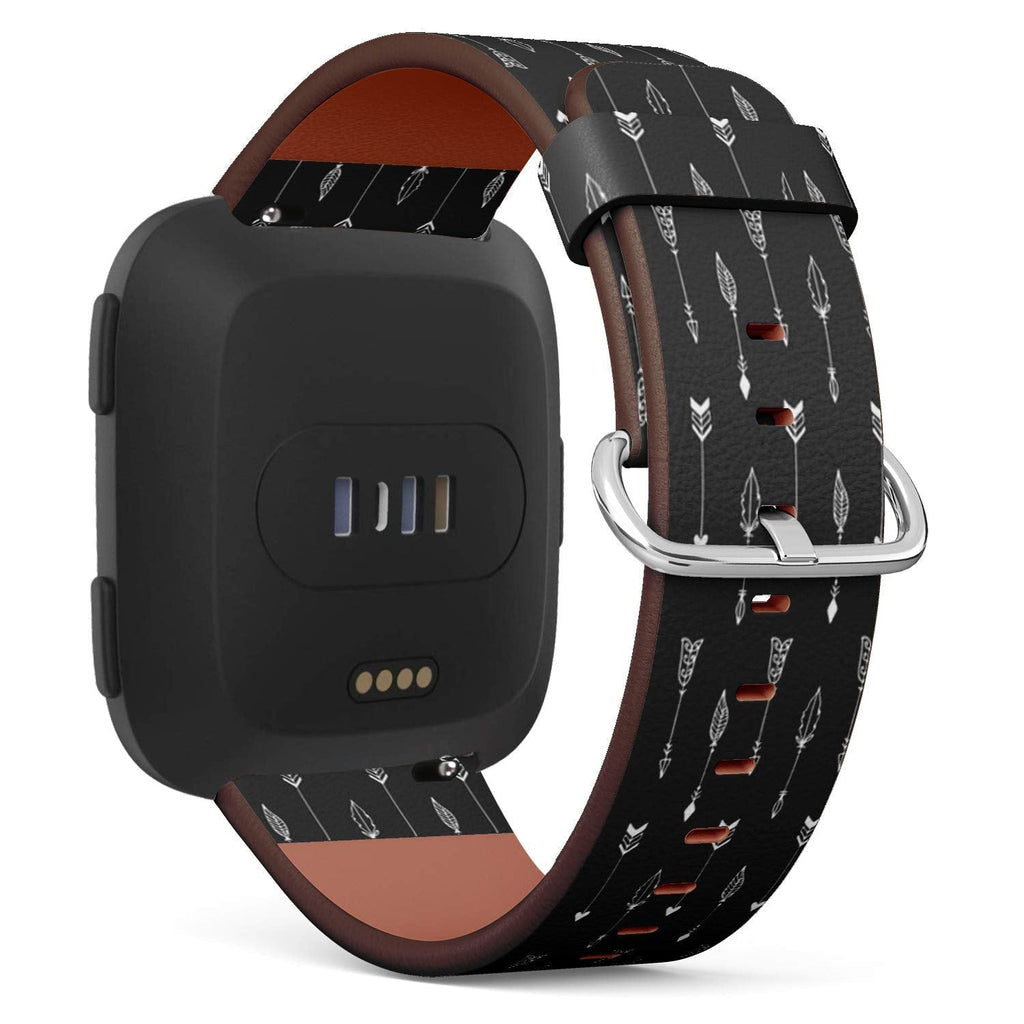 Compatible with Fitbit Versa/Versa 2 / Versa LITE - Leather Watch Wrist Band Strap Bracelet with Quick-Release Pins (Cute Arrows)