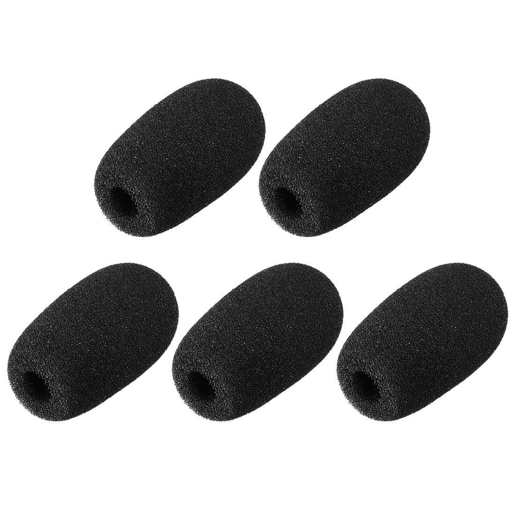 uxcell 5PCS Foam Mic Cover Microphone Windscreen Shield Protection Black 46mm Length for Headset Lapel Lavalier