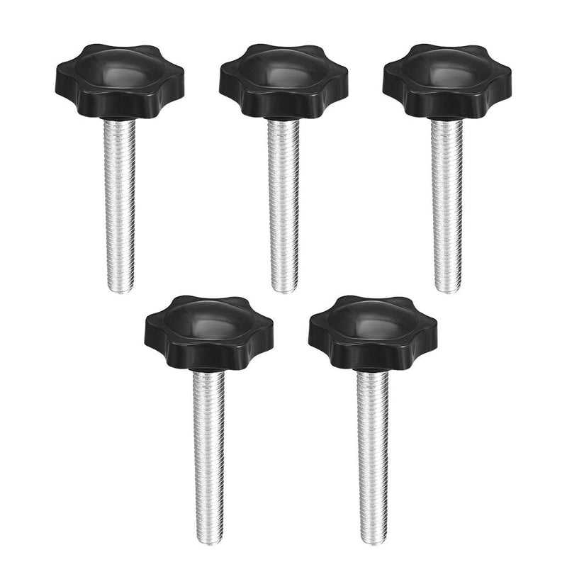 uxcell Clamping Screw Knob, 38mm Dia Plum Hex Shaped Grips Star Knob M8 x 50mm Male Thread, 5pcs M8*50