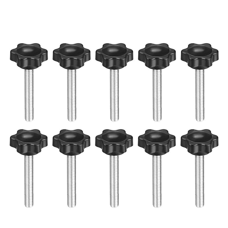 uxcell Clamping Screw Knob, Plum Hex Shaped Grips Star Knob M6 x 50mm Male Thread, 10 Pcs M6*50