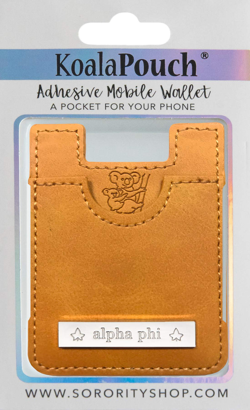 Alpha Phi - Leather Style Koala Pouch - Adhesive Mobile Wallet