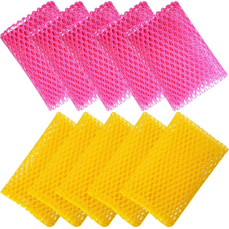Olivia tree 10PCS Basic Dish wash net, Dish Washing Sponges, Scrubbers, Wash Cloths, Rags, Brush,Scrubbing Spong (pink5,yellow5)