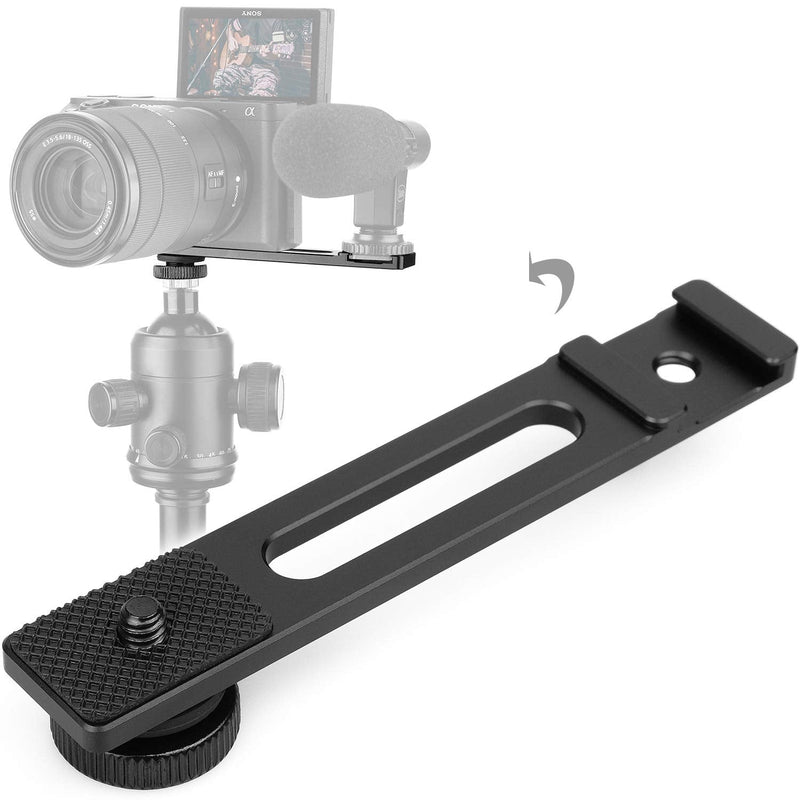 ChromLives Cold Shoe Bracket Extension Bar, Hot Shoe Extension, Microphone Mount with 1/4'' Tripod Screw Compatible with Mirrorless Camera Vlogging Sony A6400 6300 6500 6000 Zhiyun 4 DJI Osmo Pocket