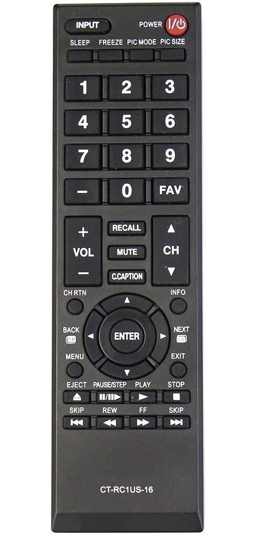 New CT-RC1US-16 Remote Control Replacement for Toshiba TV 28L110U 32L110U 32L220U 40L310U 43L310U 43L420U 49L310U 49L420U 55L310U 65L350U 19AV600 19C100U 24L4200 26C10