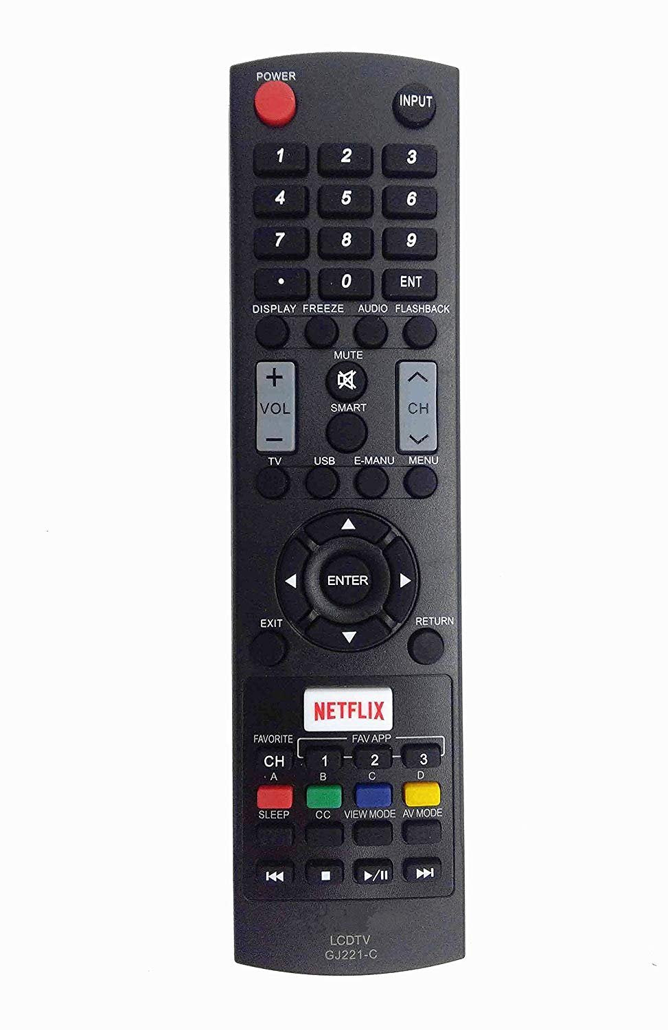 New GJ221-C Remote Control Replacement for Sharp AQUOS TV 32LE653U 40LE653U LC-32LE653U LC-40LE653U LC-43LE653U LC-48LE551U LC-48LE653U LC-55LE653U LC-65LE645U LC-65LE653U LC-65LE654U