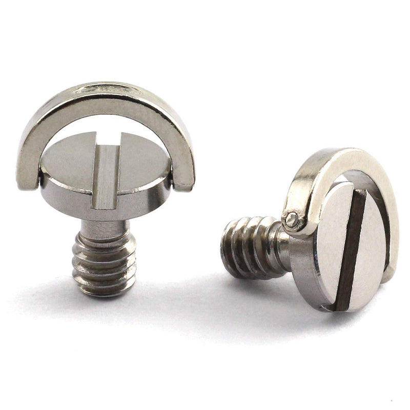 HJ Garden 2pcs 1/4-20 Thread D-Ring Stainless Steel Camera Fixing Screws for Camera Tripod Monopod QR Plate,D Shaft Quick Release Plate Mounting Screw 10mm Length 1/4"-20x10mm