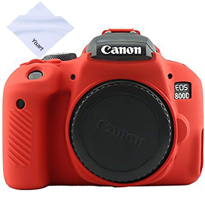 Yisau Camera Case for Canon EOS 800D T7i Digital SLR Camera, Professional Silicion Rubber Camera Case Cover Detachable Protective for EOS 800D Camera + Microfiber Cloth (Red) Red
