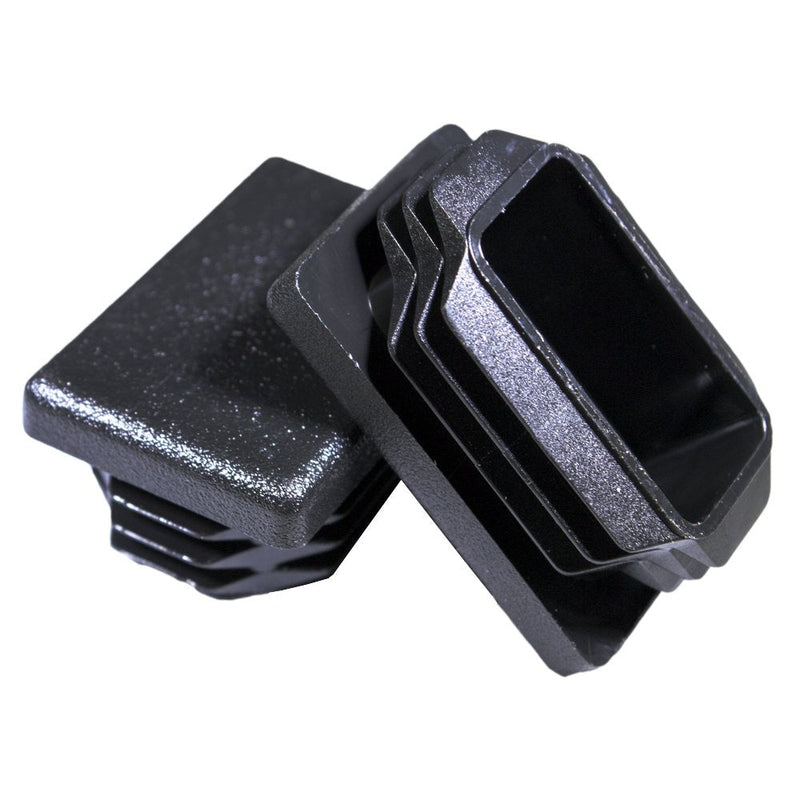 Prescott Plastics 1" x 1.5" Inch Rectangle Plastic Plug Insert (50 Pack), Black End Cap for Metal Tubing, Fence, Glide Insert for Pipe Post, Chairs and Furniture 50