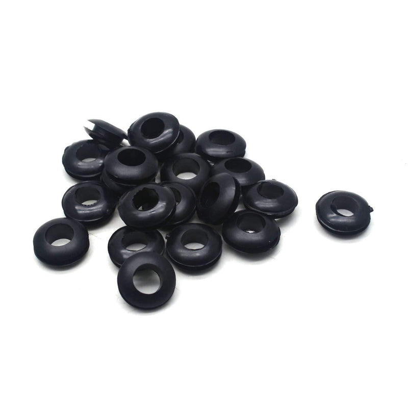 Antrader 8mm Inner Diameter Rubber Double-Sided Protection Ring for Electrical Wiring Coil Outlet, Black, 20pcs