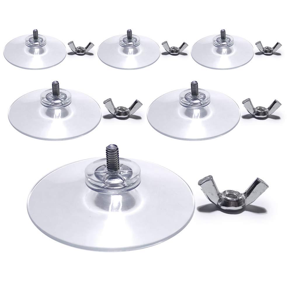 M4 Thread Transparent PVC Suction Cup With Screw Hook 2 Inch Diameter Butterfly Wing Nut Clear Sucker, 6 PCS (Recommended)