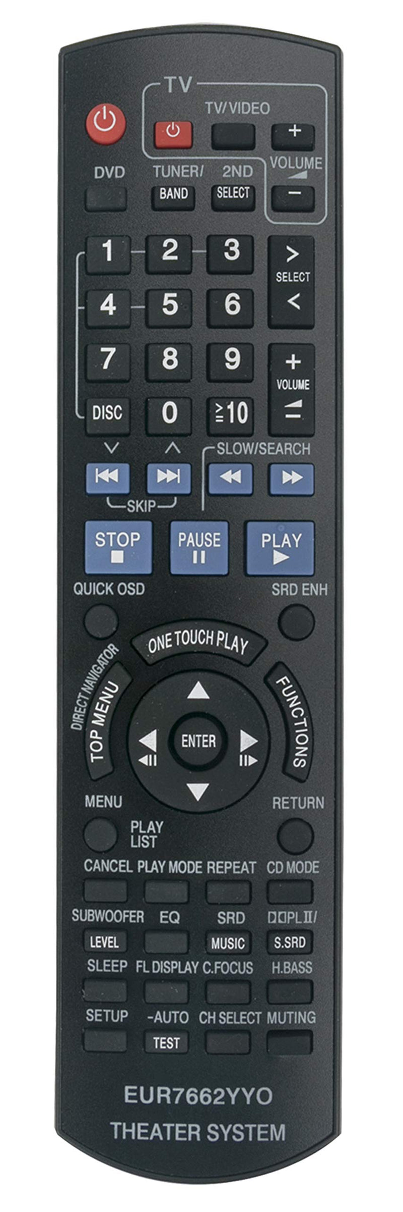 EUR7662YY0 EUR7662YYO Replaced Remote fit for Panasonic DVD Home Theater Sound System SA-PT950P SA-PT950PC SC-PT950 SC-PT1050 SA-PT950 SA-PT1050 SB-HF950 SB-HF1050 SB-HC950 SB-HS950 SB-HS1050 SB-HW950