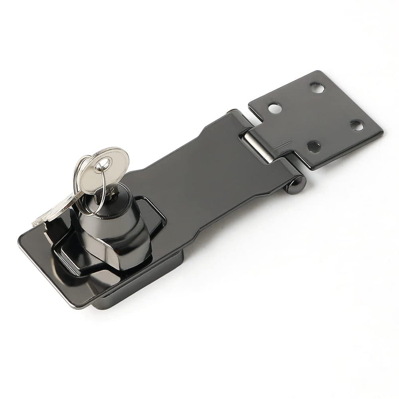 Alise 4-Inch Clasp Keyed Hasp Latch Lock Safety Gate Latches,Without Padlock,Black 4 Inch Black