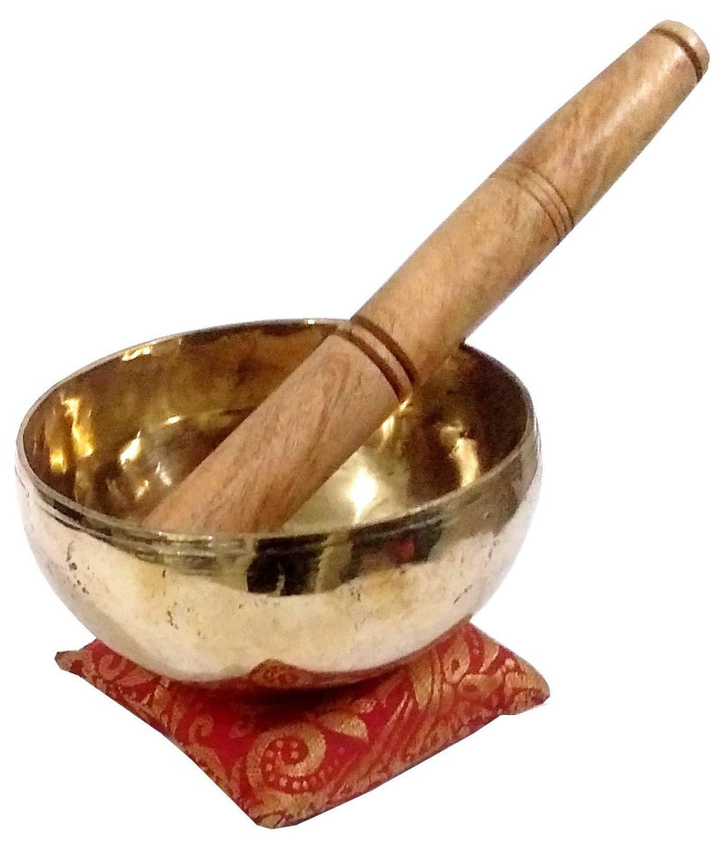 Purpledip Bronze Singing Bowl: Handmade Bell Metal (Kansa) Meditation Instrument with Stick & Cushion (10782A)