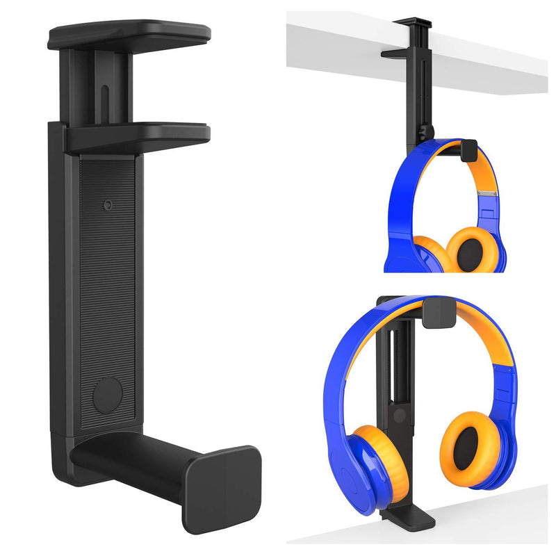 PC Gaming Headset Headphone Hook Holder Hanger Mount, Headphones Stand with Adjustable & Rotating Arm Clamp, Height Adjustable 2 in 1 Design, Universal Fit, Built in Cable Clip Organizer EURPMASK