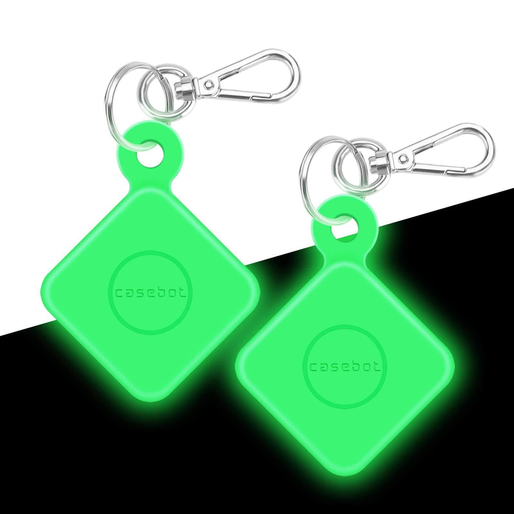 [2 Pack] Fintie Silicone Case with Carabiner Keychain for Tile Mate (2020 & 2018), Anti-Scratch Lightweight Soft Protective Sleeve Skin Cover, Green-Glow Green-Glow in the Dark