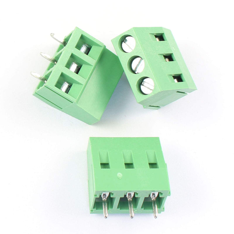 DBParts 10pcs 3-Pin (3 Pole) Plug-in Screw Terminal Block Connector 5mm Pitch Panel PCB Mount DIY