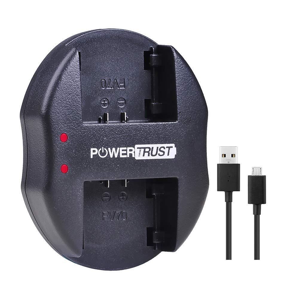 PowerTrust NP-FV70 Dual USB Charger for Sony NP-FH50 NP-FH70 NP-FH100 NP-FP50 NP-FP70 NP-FP90 NP-FV50 NPFV70 NP-FV100 Battery