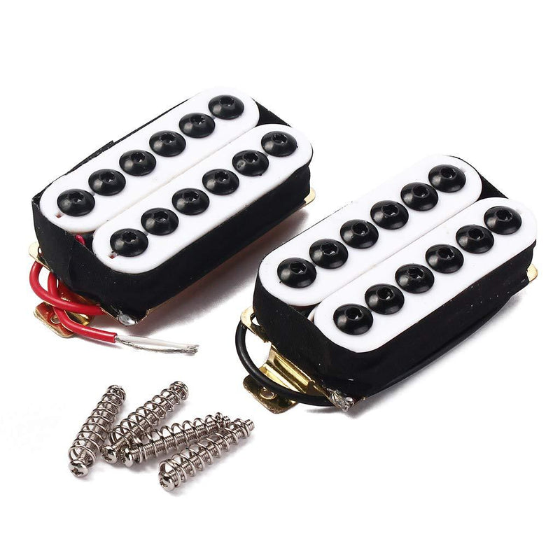 2 Electric Guitar Double Coil Humbucker Pickup Bridge Neck Set Hexagonal (White) White