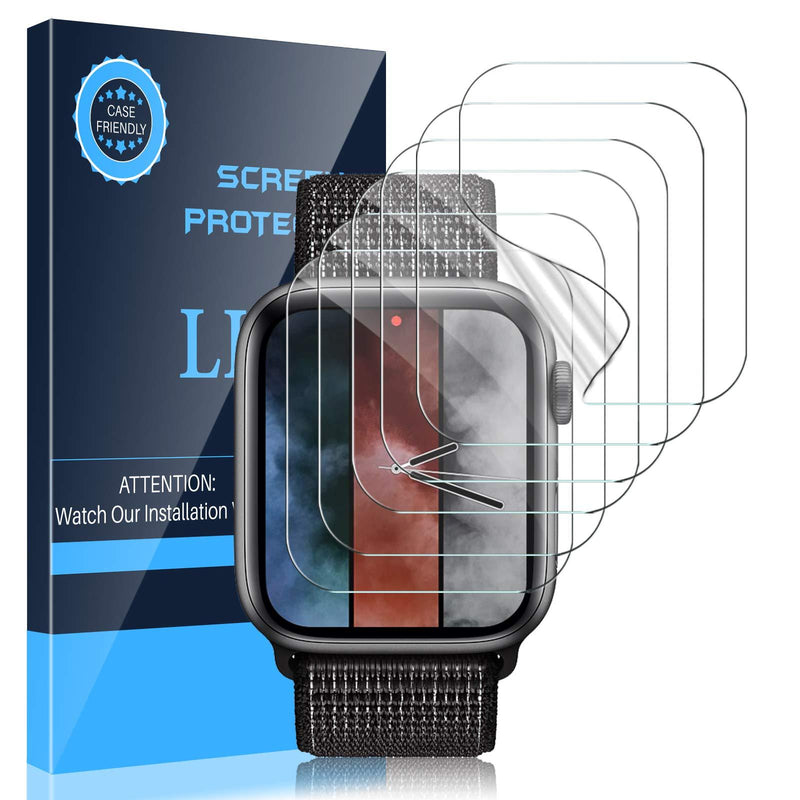 LK 6 Pack Screen Protector Compatible with Apple Watch Series 6 5 4 SE 44mm Flexible TPU HD Clear Film Bubble-Free (UF-010)