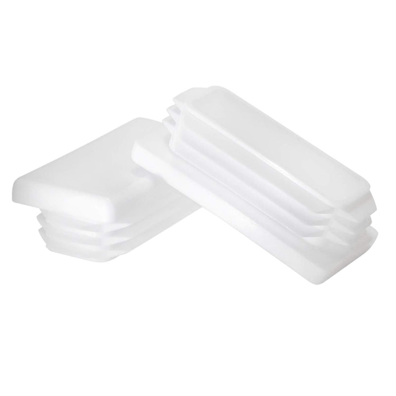 Prescott Plastics 1 x 2 Inch Rectangle Plastic Plug White Inserts (20 Pack), White End Cap for Metal Tubing, Fence, Glide Insert for Pipe Post, Chairs and Furniture 20