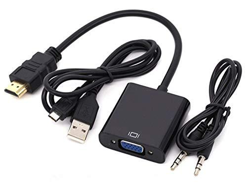 ZHIYUEN HDMI to VGA Cable Adapter Converter 15 Pin d Sub, HDMI Gold with Audio Male to VGA Female Connector Cord for Laptop Computer Connect to Monitor, Apply to PC, MAC, PS4, Projector etc