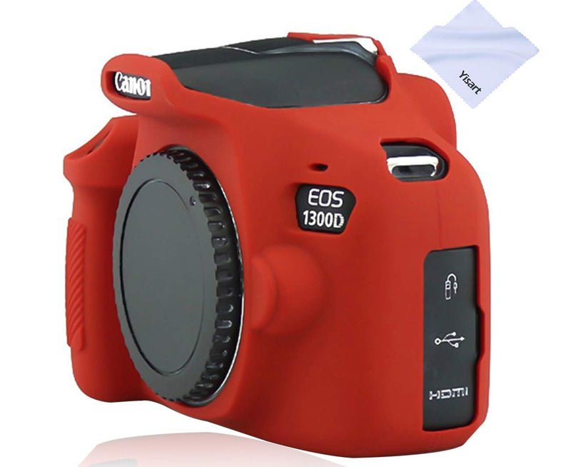 Yisau Camera Case for Canon EOS Rebel T6 T7, Silicion Rubber Camera Case Cover Detachable Protective for EOS 1300D Rebel T6/ EOS 1500D Rebel T7 KISS X90 Camera (Red) Red