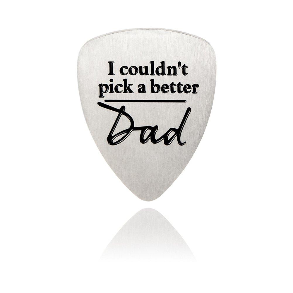Fathers Day Gifts Keychain Dad Gifts from Daughter Son I Couldn't Pick a Better Dad Guitar Picks Funny Gift Ideas for Men Him Husband Daddy Birthday Gifts Key Ring (dad-guitar)