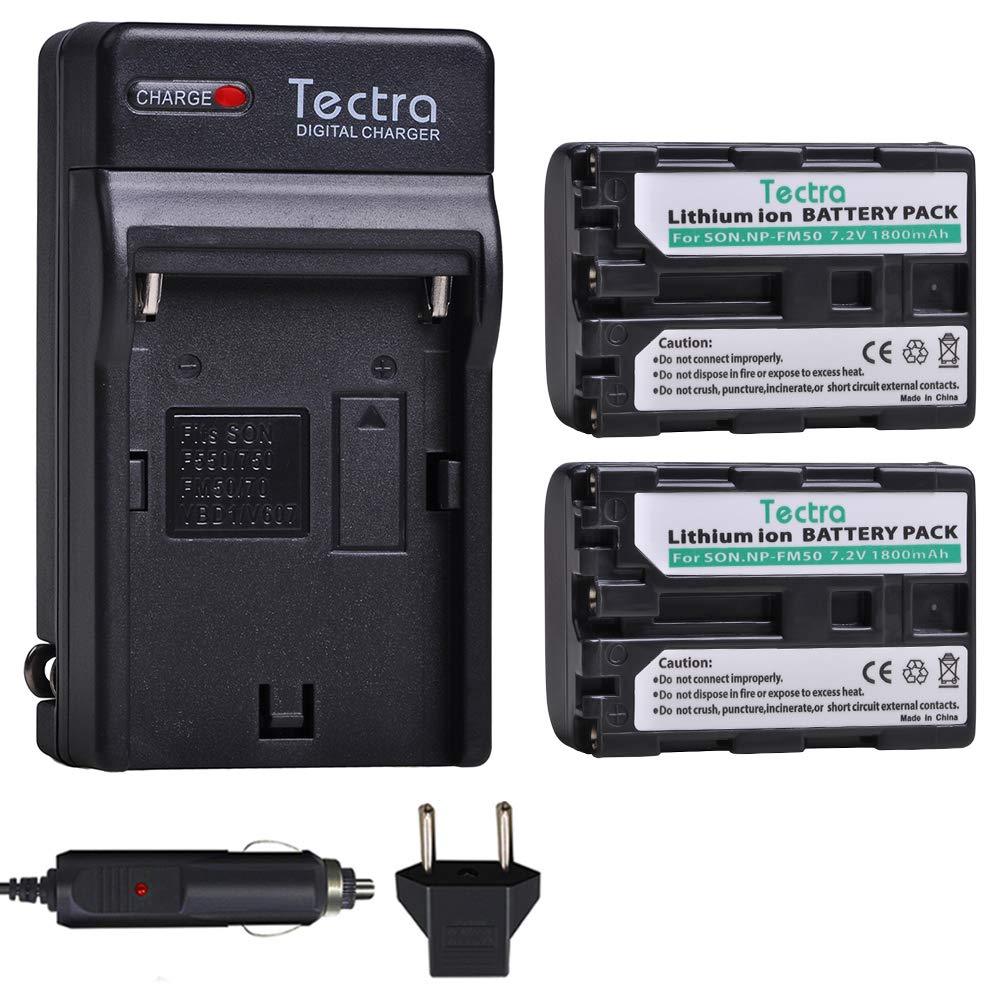 Tectra 2 Pack NP-FM50 Battery and Charger Kit for Sony HC1 TRV280 TRV350 TRV250 TRV19 TRV22 TRV27 TRV33 TRV460 TRV140 TRV17 TRV340 TRV38 TRV480 TRV260 TRV138 TRV608 DVD101 DVD201 Camcorder