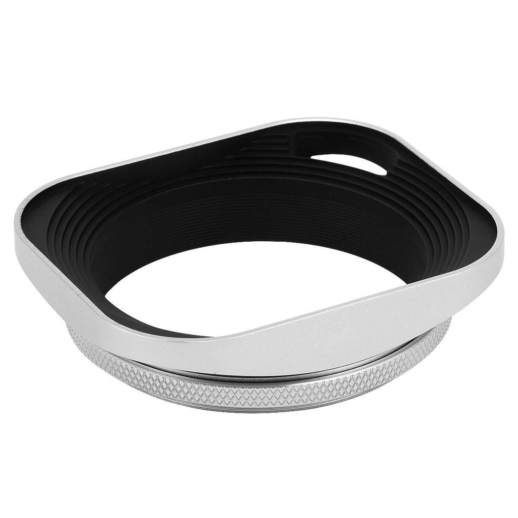 Haoge LH-W55P 55mm Square Metal Screw-in Lens Hood with Hollow Out Designed for Leica Rangefinder Camera with 55mm E55 Filter Thread Lens Silver