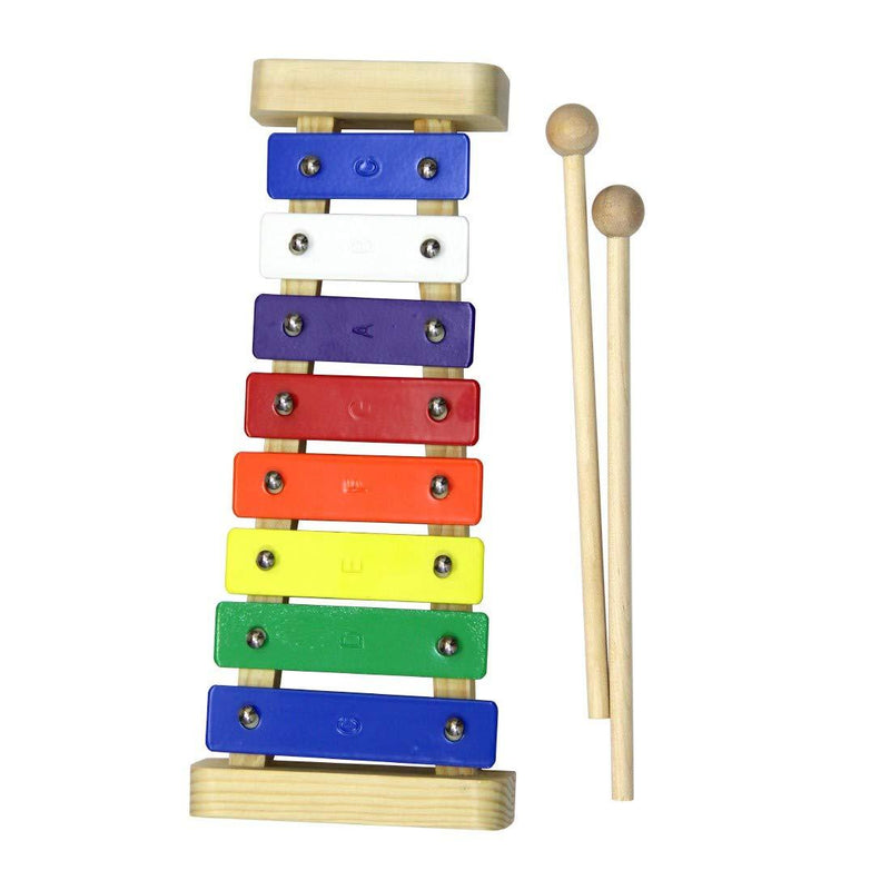 Clifton Wooden 8-key Xylophone for Kids Accurately Tuned Glockenspiel Colorful Metal Keys with Engraved Notes (Natural Wood) Natural Wood