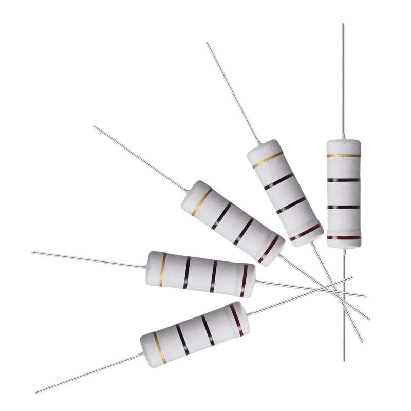 uxcell 50Pcs 10 Ohm Resistor, 5W 5% Tolerance Metal Oxide Film Resistors, Lead, Flame Proof for DIY Electronic Projects and Experiments
