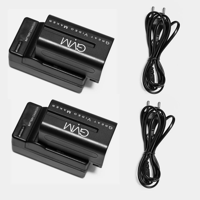GVM 2 Pack NP-F750 Replacement Batteries and Chargers for Sony NP-F975, NP-F960, NP-F950, NP-F930, NP-F770, NP-F750, NP-F550, DCR, DSR, HDR, FDR, HVR, HVL and LED Light