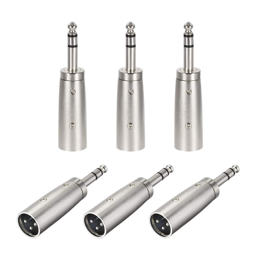 [AUSTRALIA] - uxcell XLR Male to 1/4 inches Male TRS Adapter,Gender Changer - XLR-M to 6.35mm Balanced Coupler Adapters,Balanced Plug in Audio Connector,Mic Male Plug 6pcs 