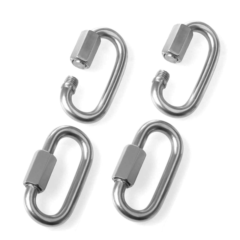 Lependor Quick Link Oval Carabiner Chain Zinc Plated Steel D Shape Locking Carabiner Quick Link Chain 4 Pcs M8 (5/16")