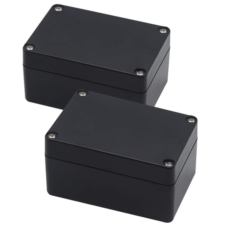 Zulkit Project Box ABS Plastic IP65 Waterproof Dustproof Electrical Junction Box Enclosure Black 3.94 x 2.68 x 1.97 inch (100X68X50mm) (Pack of 2) 3.94" x 2.68" x 1.97"(Pack of 2)