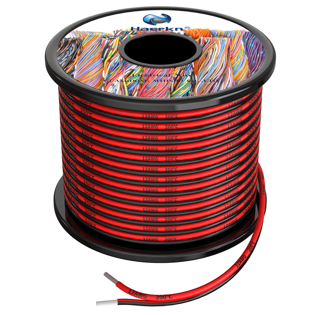 12 Gauge Electrical Wire 2 Conductor Parallel Silicone Wire 30ft [Black 15ft Red 15ft] 12 awg Flexible Extension Cable Cord Stranded Tinned Copper Wire Hookup Model Battery Cable Lead Wire High Temp 12awg-2 Cord-15ft