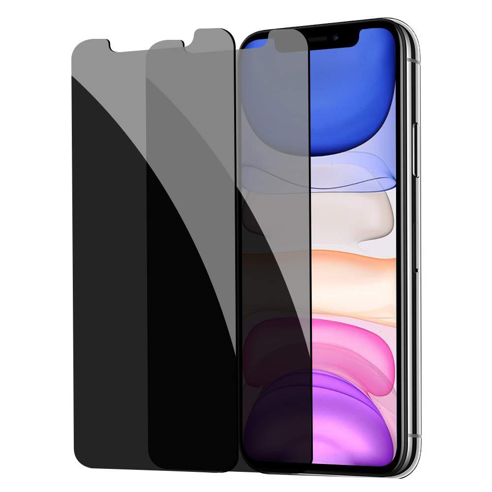 [2 Pack] Privacy Screen Protector for iPhone 11/XR, YMHML Tempered Glass Anti-Spy Bubble Free Case Friendly Easy Installation Film for iPhone 11/XR 6.1 Inch